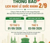 THÔNG BÁO LỊCH NGHỈ LỄ QUỐC KHÁNH 2/9/2026